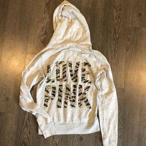 Victoria Secret PINK sequin leopard zip up jacket